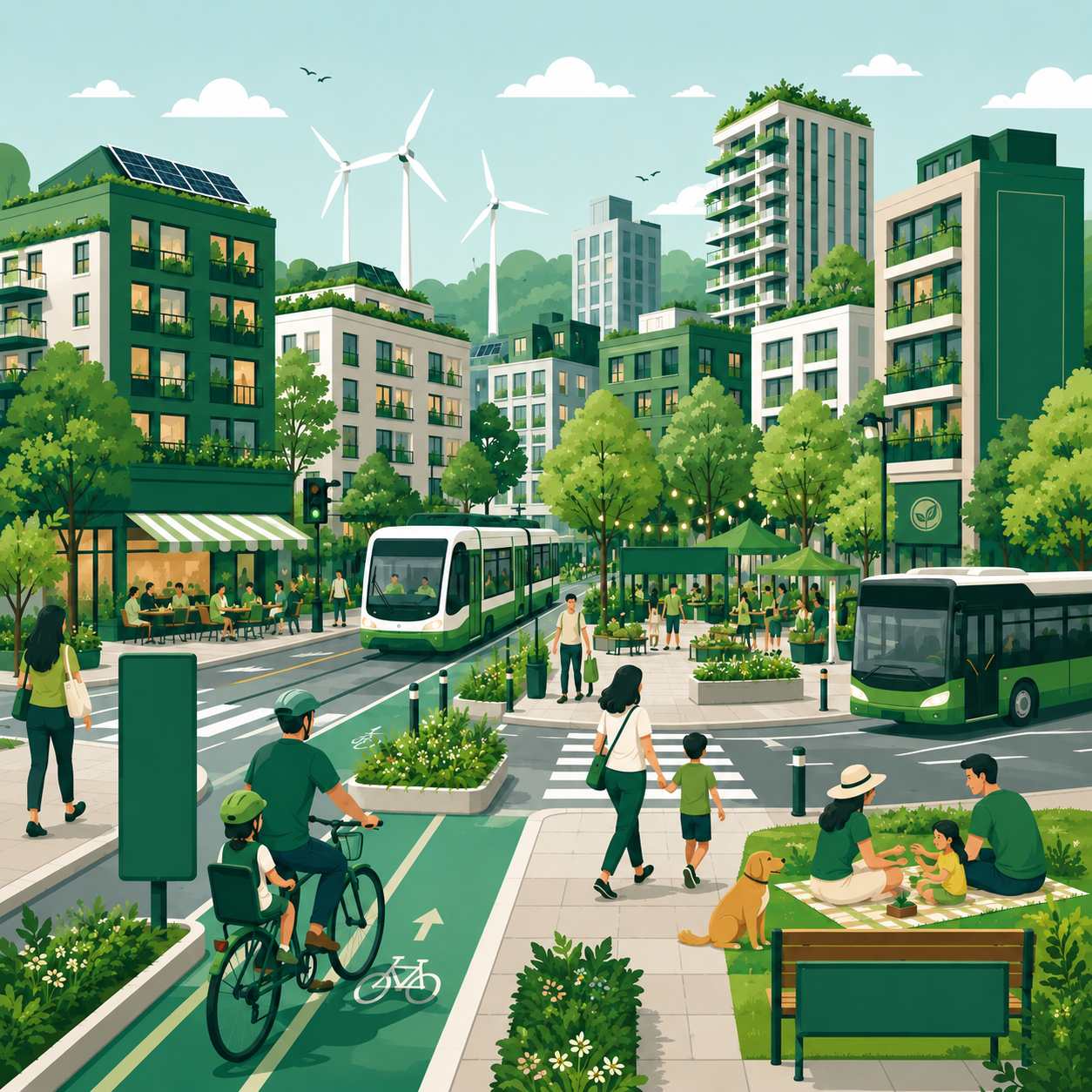 Green livable city street context